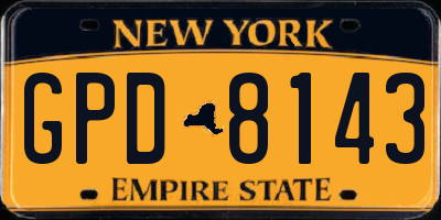 NY license plate GPD8143