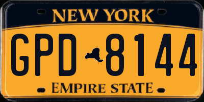 NY license plate GPD8144