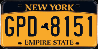 NY license plate GPD8151