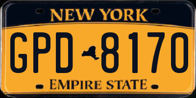 NY license plate GPD8170