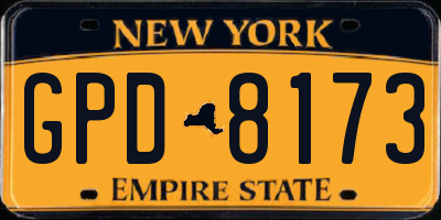 NY license plate GPD8173