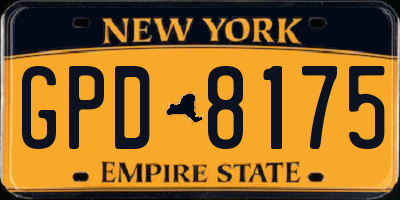 NY license plate GPD8175