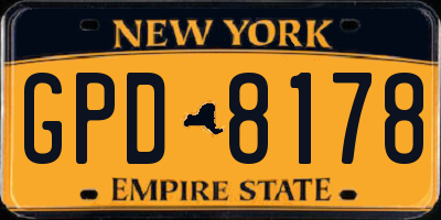 NY license plate GPD8178