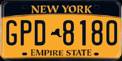 NY license plate GPD8180