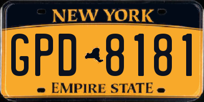 NY license plate GPD8181
