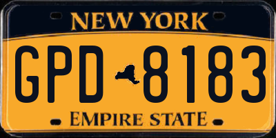 NY license plate GPD8183