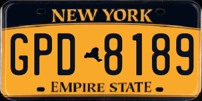NY license plate GPD8189