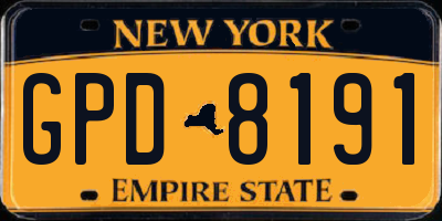 NY license plate GPD8191