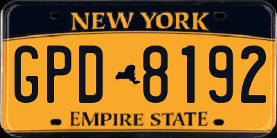 NY license plate GPD8192