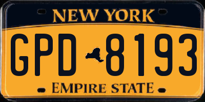 NY license plate GPD8193