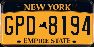 NY license plate GPD8194