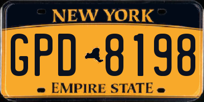 NY license plate GPD8198
