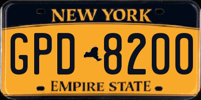 NY license plate GPD8200