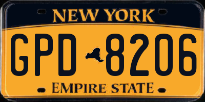 NY license plate GPD8206