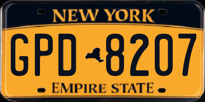 NY license plate GPD8207