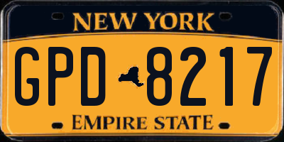 NY license plate GPD8217