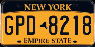 NY license plate GPD8218