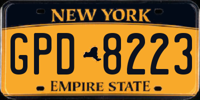 NY license plate GPD8223