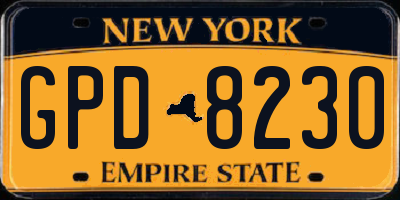 NY license plate GPD8230