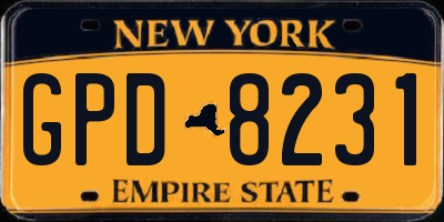 NY license plate GPD8231