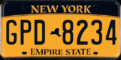 NY license plate GPD8234