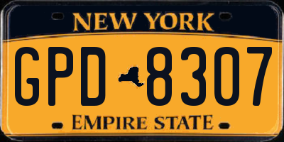 NY license plate GPD8307