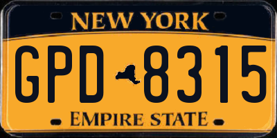 NY license plate GPD8315