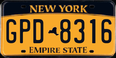 NY license plate GPD8316