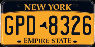 NY license plate GPD8326