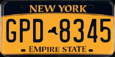 NY license plate GPD8345