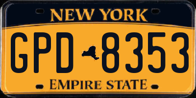 NY license plate GPD8353