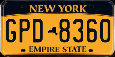 NY license plate GPD8360