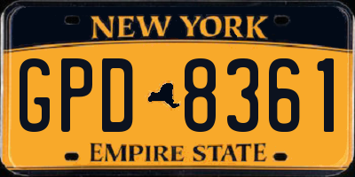 NY license plate GPD8361