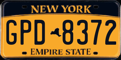 NY license plate GPD8372