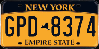 NY license plate GPD8374