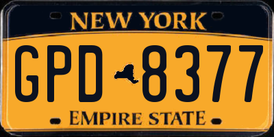 NY license plate GPD8377