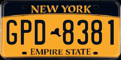 NY license plate GPD8381