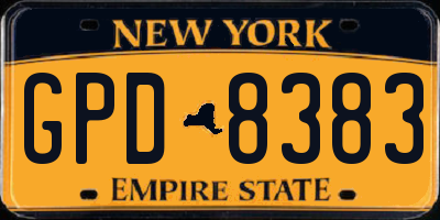 NY license plate GPD8383