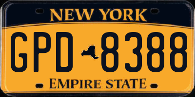 NY license plate GPD8388