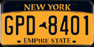 NY license plate GPD8401