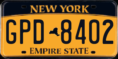 NY license plate GPD8402