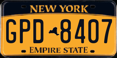 NY license plate GPD8407