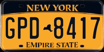 NY license plate GPD8417