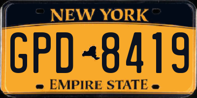 NY license plate GPD8419