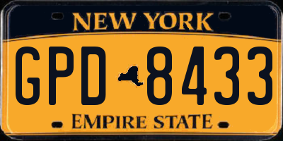 NY license plate GPD8433