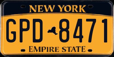 NY license plate GPD8471