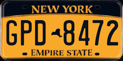 NY license plate GPD8472