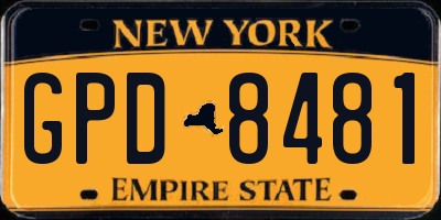 NY license plate GPD8481