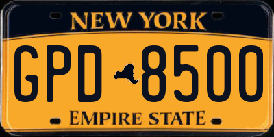 NY license plate GPD8500
