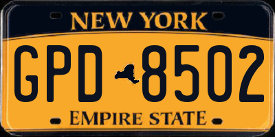 NY license plate GPD8502